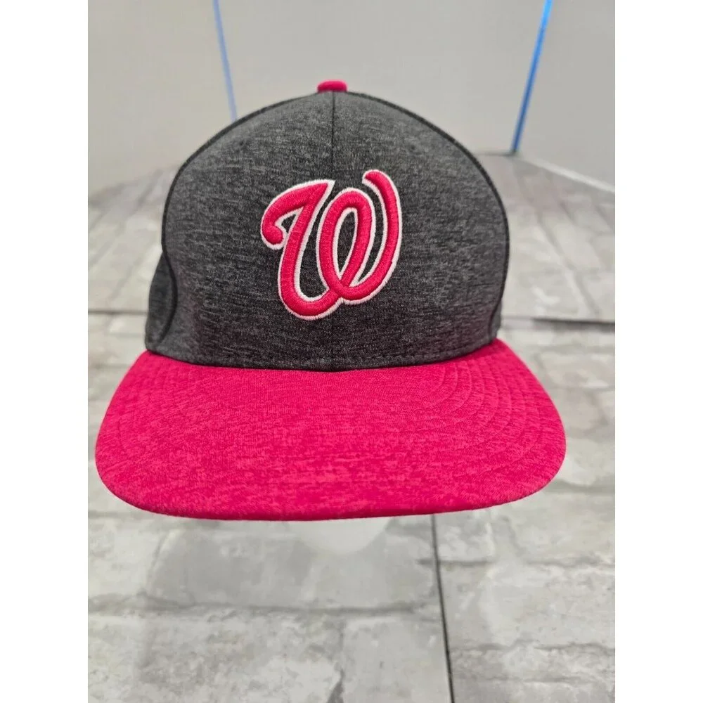 WASHINGTON NATIONALS Pink‎ & Black New Era 7 5/8 Fitted Hat, Baseball Cap